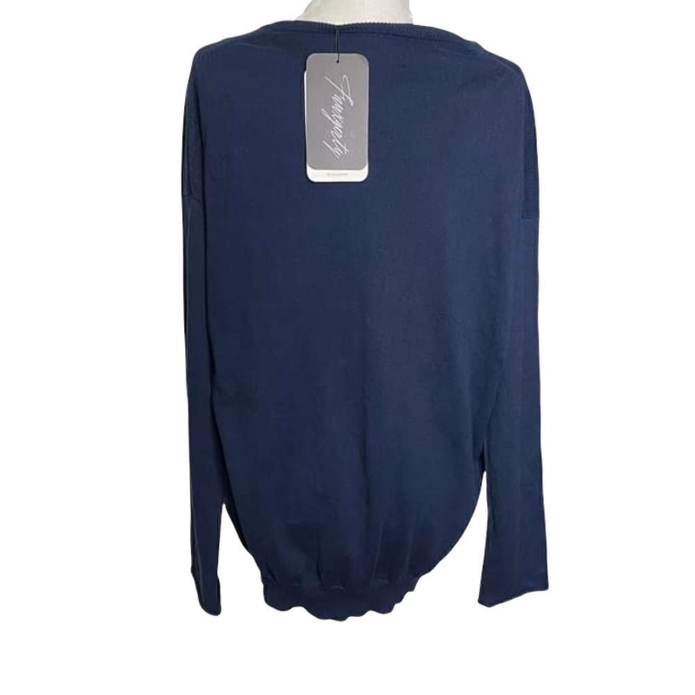 Fauxgerty Zen Mode Sweater Womens OS Blue‎ Go-To Pullover Sustainable Navy Blue - Picture 2 of 11